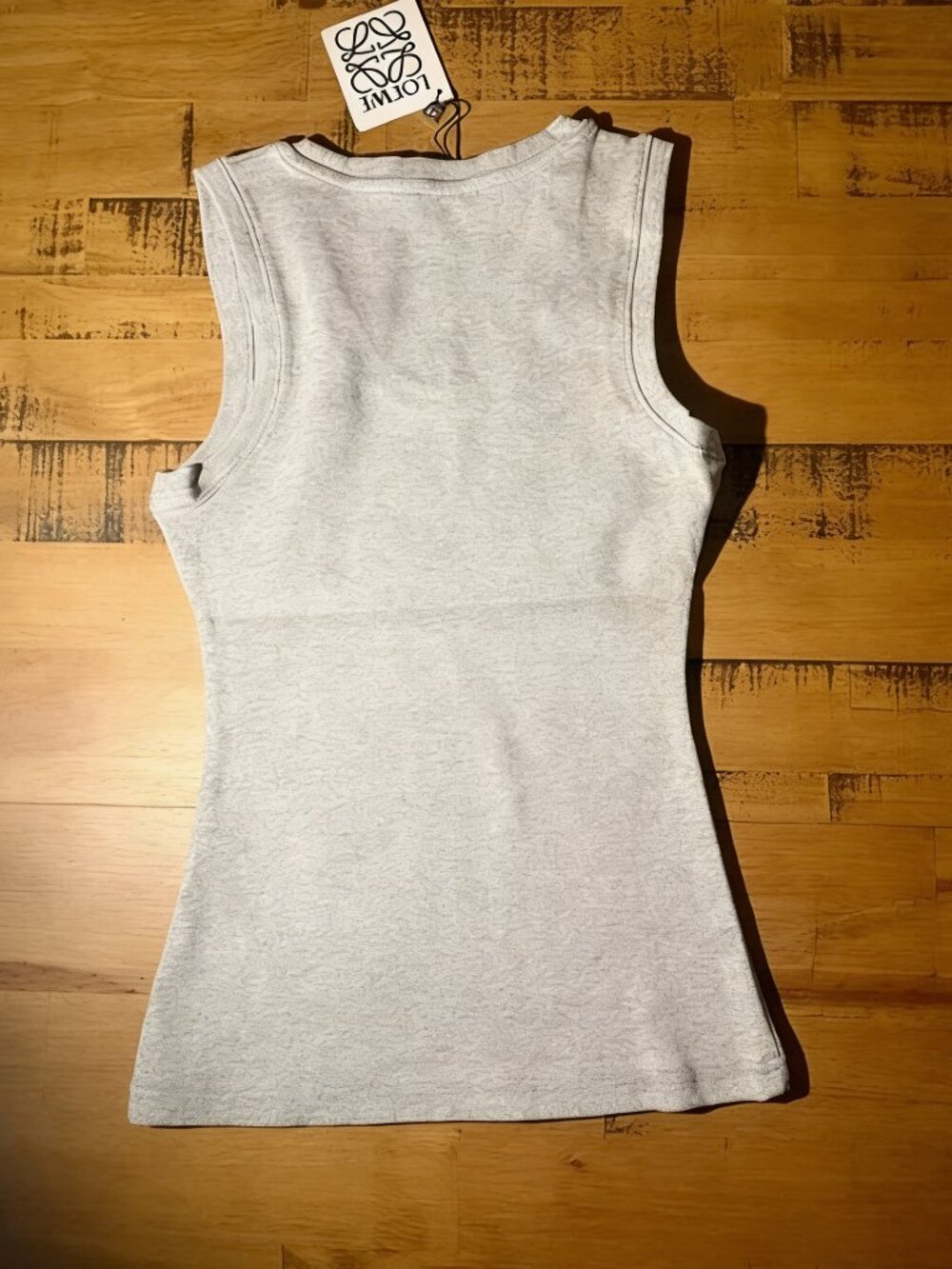 Loewe Women's Tank Top With Black Embroidered Logo. Gray Size Large